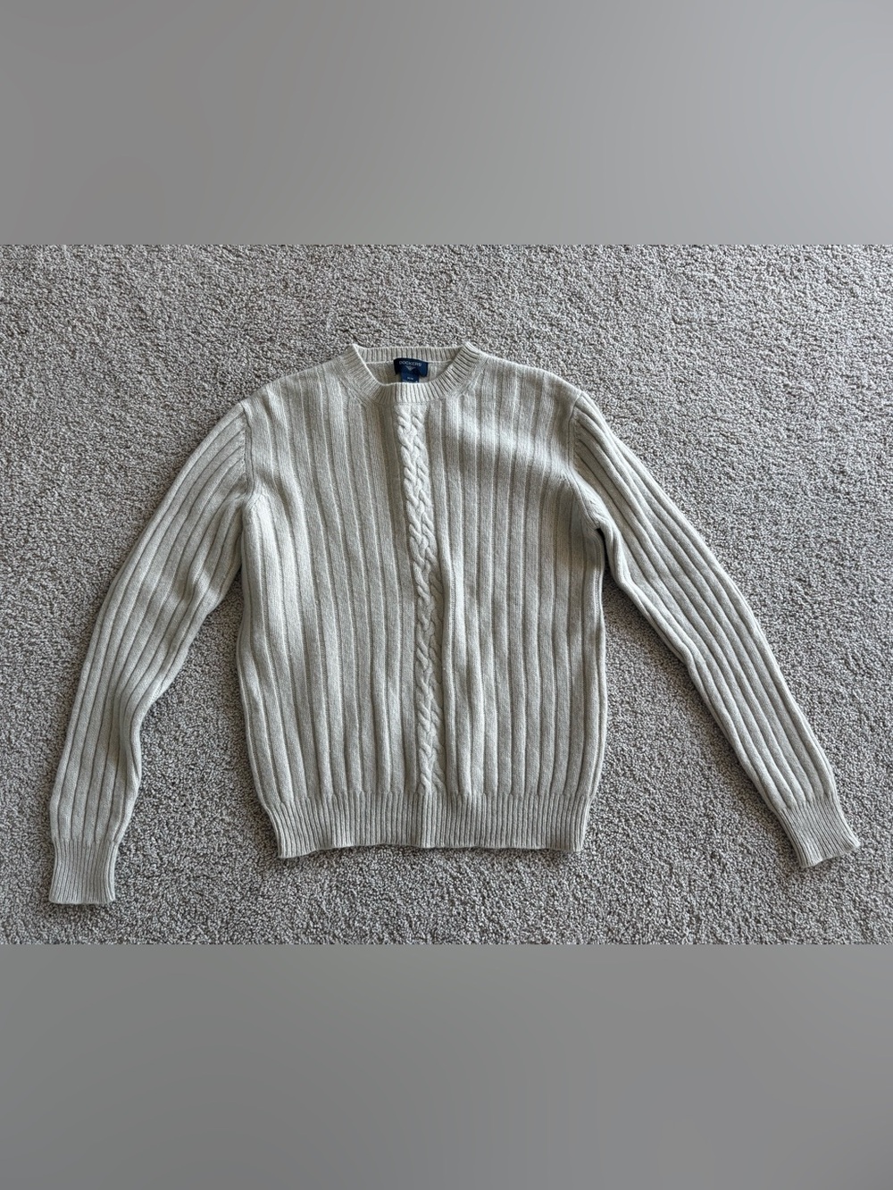 Dockers Oversized Cream Cable-Front Ribbed Crewneck Sweater